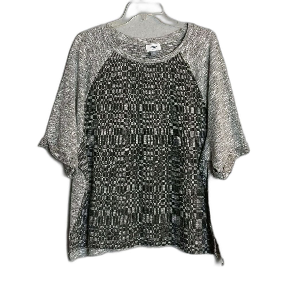 Old Navy Gray Geometric Short Sleeve Top Women's XXL